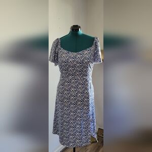 Plus Size Floral Blue and White Summer Dress